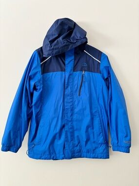 L.L. Bean Kids' Two-Tone Blue Hooded Lined Raincoat - Sz 14/16 Like New